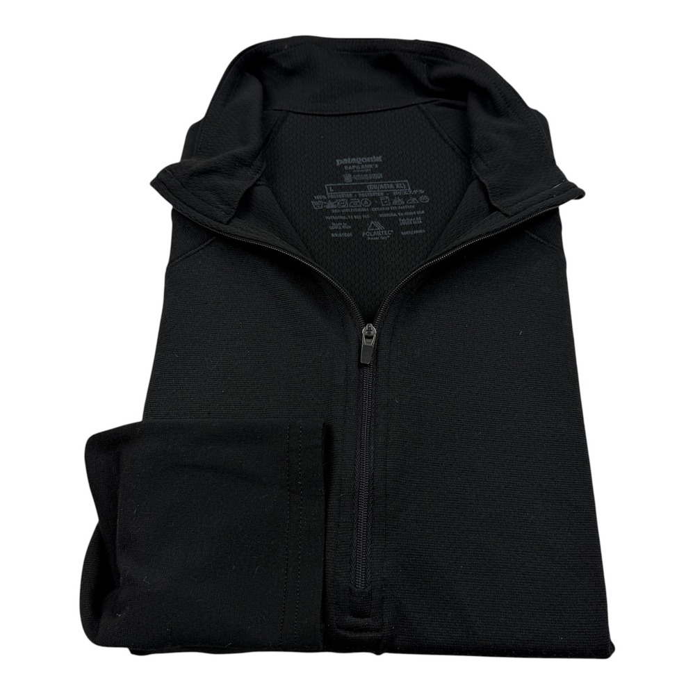 Patagonia Capilene Midweight Polartec 1/4 Zip Mens Large Black 44451 Base Layer